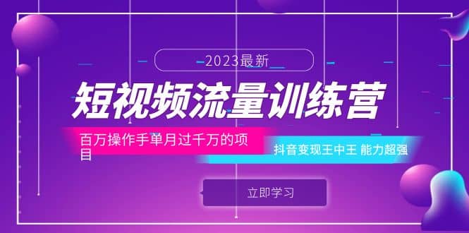 短视频流量训练营：百万操作手单月过千万的项目：抖音变现王中王 能力超强_优优资源网