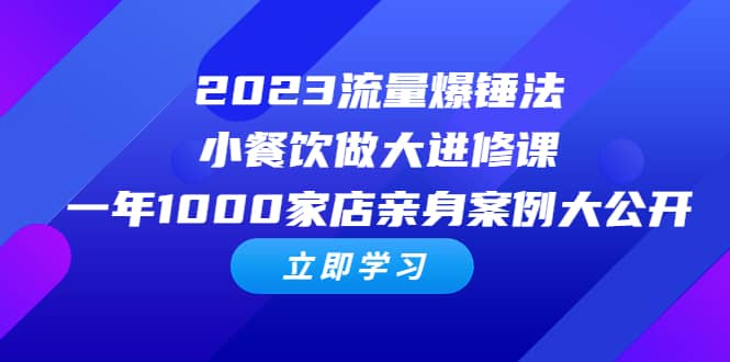 2023流量 爆锤法，小餐饮做大进修课，一年1000家店亲身案例大公开_优优资源网