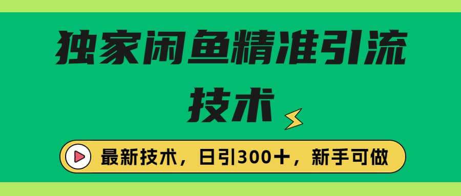 独家闲鱼引流技术，日引300＋实战玩法_优优资源网