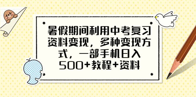 暑假期间利用中考复习资料变现，多种变现方式，一部手机日入500 教程 资料_优优资源网