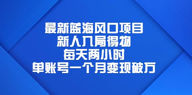 最新蓝海风口项目，新人入局得物，每天两小时，单账号一个月变现破万_优优资源网