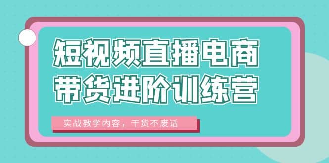 短视频直播电商带货进阶训练营：实战教学内容，干货不废话_优优资源网