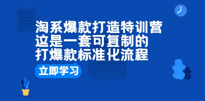 淘系爆款打造特训营：这是一套可复制的打爆款标准化流程_优优资源网