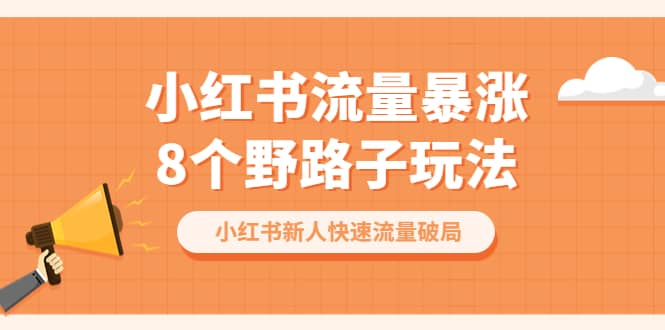 小红书流量-暴涨8个野路子玩法：小红书新人快速流量破局（8节课）_优优资源网