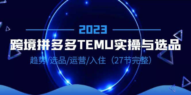 2023跨境·拼多多·TEMU实操与选品，趋势·选品·运营·入住（27节完整）_优优资源网