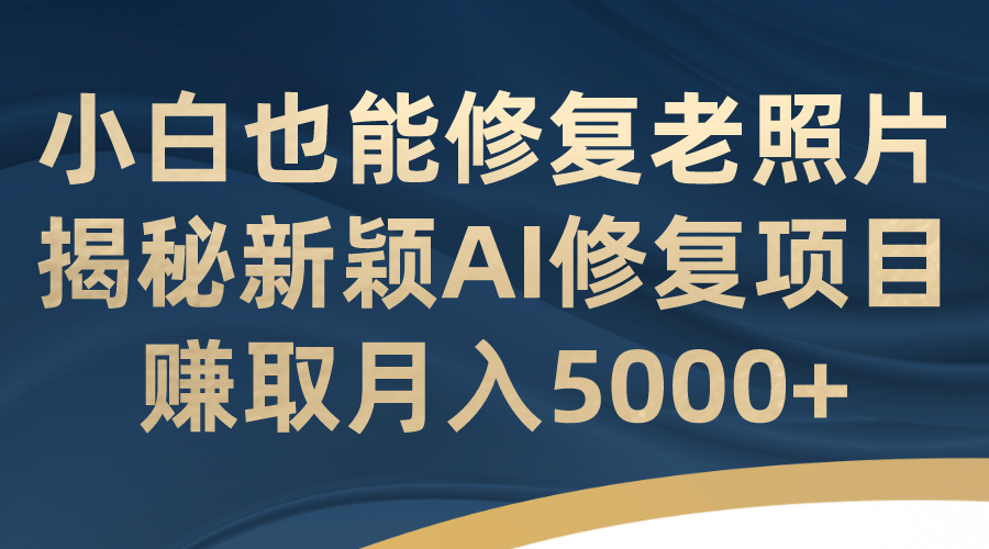 小白也能修复老照片！揭秘新颖AI修复项目，赚取月入5000_优优资源网