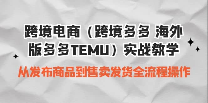 跨境电商（跨境多多 海外版多多TEMU）实操教学 从发布商品到售卖发货全流程_优优资源网