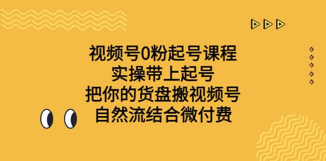 视频号0粉起号课程 实操带上起号 把你的货盘搬视频号 自然流结合微付费_优优资源网