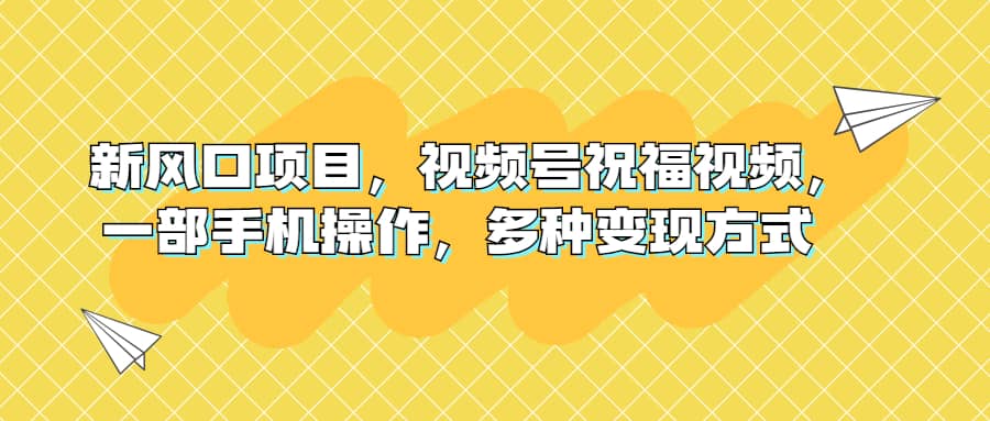 新风口项目，视频号祝福视频，一部手机操作，多种变现方式_优优资源网