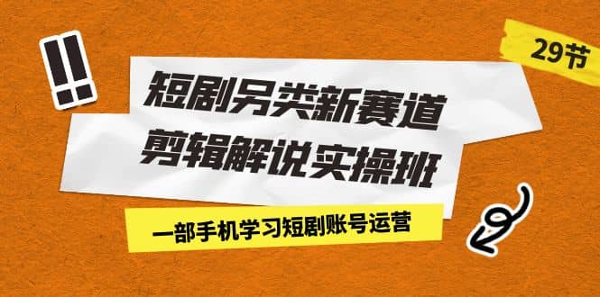 短剧另类新赛道剪辑解说实操班：一部手机学习短剧账号运营（29节 价值500）_优优资源网