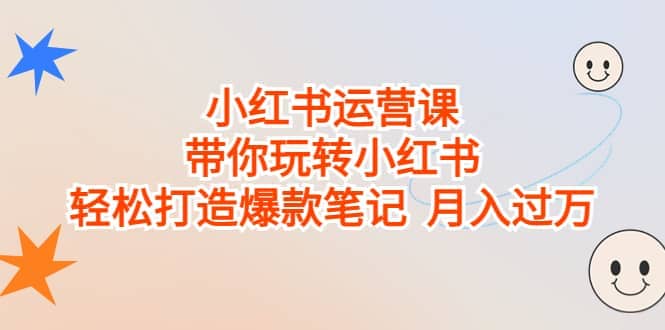 小红书运营课，带你玩转小红书，轻松打造爆款笔记 月入过万_优优资源网