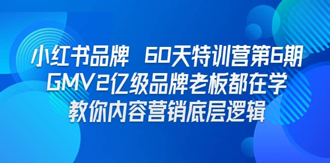 小红书品牌 60天特训营第6期 GMV2亿级品牌老板都在学 教你内容营销底层逻辑_优优资源网