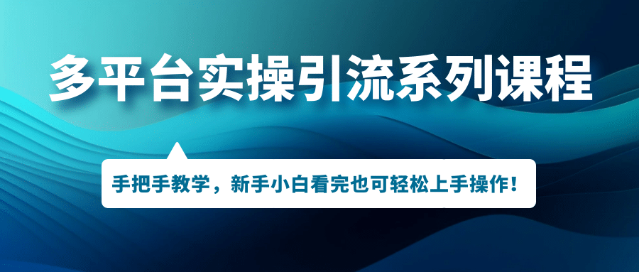 多平台实操引流系列课程，手把手教学，新手小白看完也可轻松上手引流操作_优优资源网