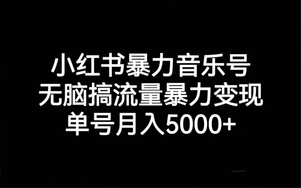 小红书暴力音乐号，无脑搞流量暴力变现，单号月入5000_优优资源网