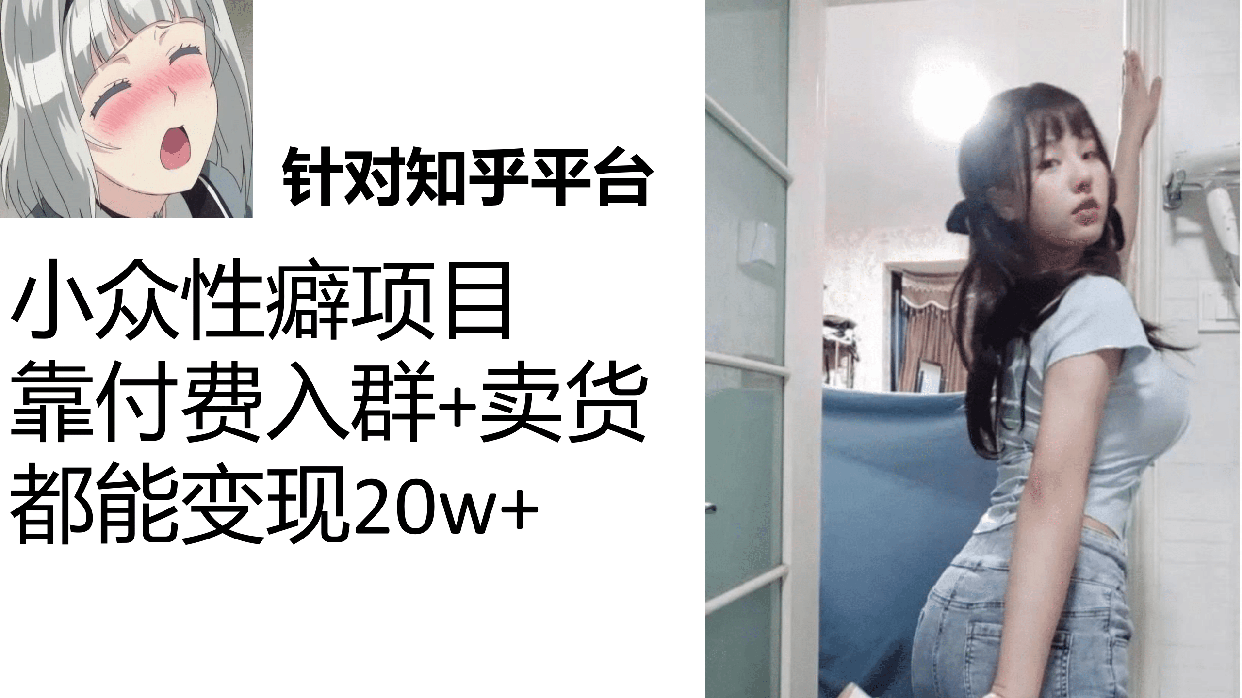 知乎小众性癖项目，Lsp的钱才是最好赚的，付费建群 卖货变现20w_优优资源网