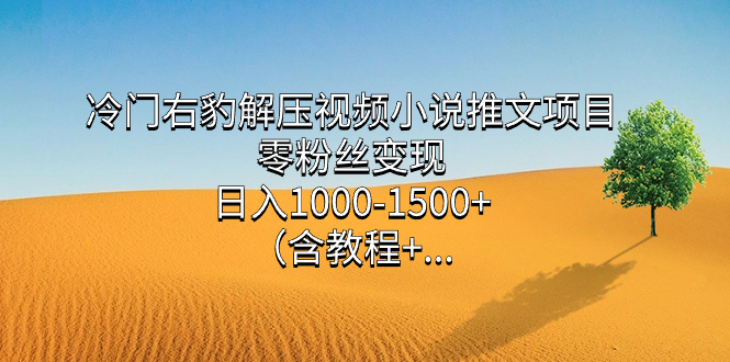 冷门右豹解压视频小说推文项目，零粉丝变现，日入1000-1500 （含教程）_优优资源网