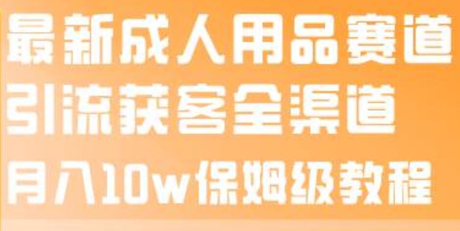 最新成人用品赛道引流获客全渠道，月入10w保姆级教程_优优资源网