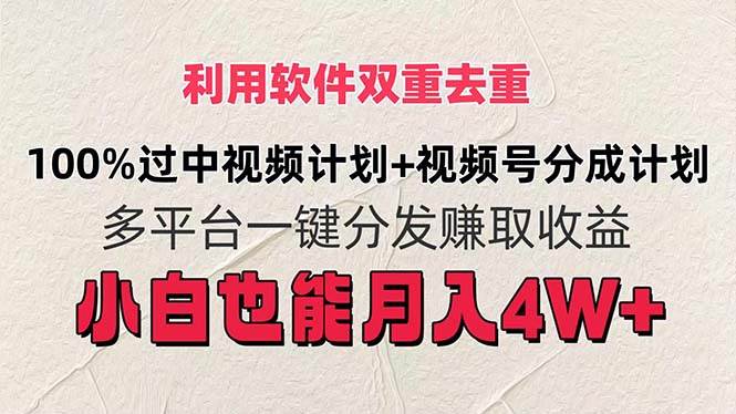 利用软件双重去重，100%过中视频+视频号分成计划小白也可以月入4W+_优优资源网