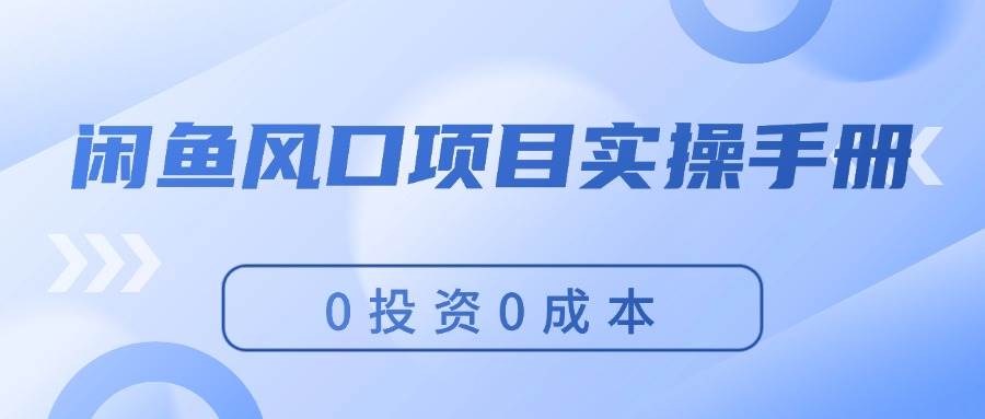 闲鱼风口项目实操手册，0投资0成本，让你做到，月入过万，新手可做_优优资源网