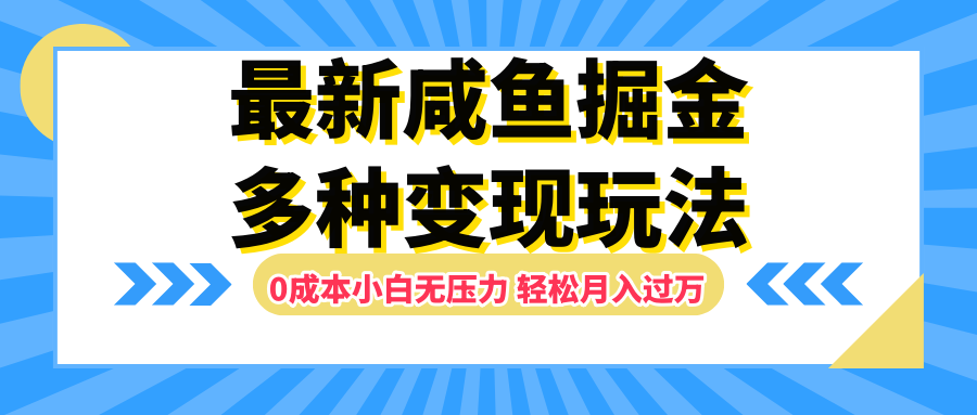 最新咸鱼掘金玩法，更新玩法，0成本小白无压力，多种变现轻松月入过万_优优资源网