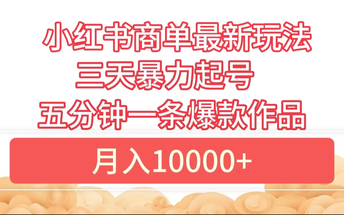 小红书商单最新玩法 3天暴力起号 5分钟一条爆款作品 月入10000+_优优资源网