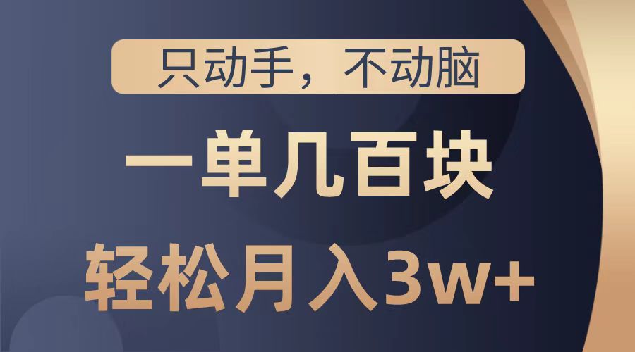 只动手不动脑，一单几百块，轻松月入2w+，看完就能直接操作，详细教程_优优资源网