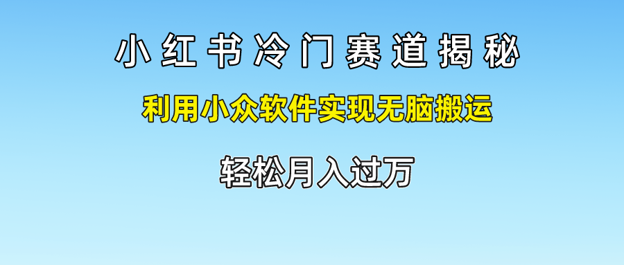 小红书冷门赛道揭秘,轻松月入过万，利用小众软件实现无脑搬运，_优优资源网