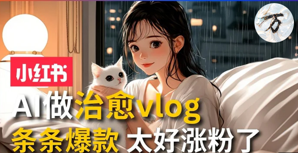 AI治愈系vlog动画视频，小红书7天 涨粉破千，商单报价1500+，0成本制作，日入2000+，有手就会 _优优资源网