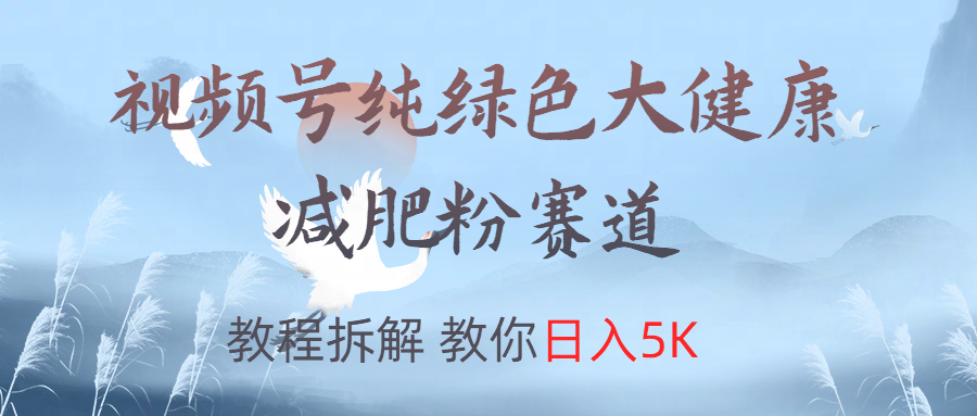 视频号纯绿色大健康粉赛道，教程拆解，教你日入5K_优优资源网