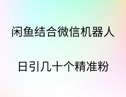 闲鱼结合微信机器人，日引几十个精准粉_优优资源网