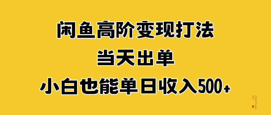 闲鱼高阶变现打法，当天出单，小白也能单日收入500+_优优资源网