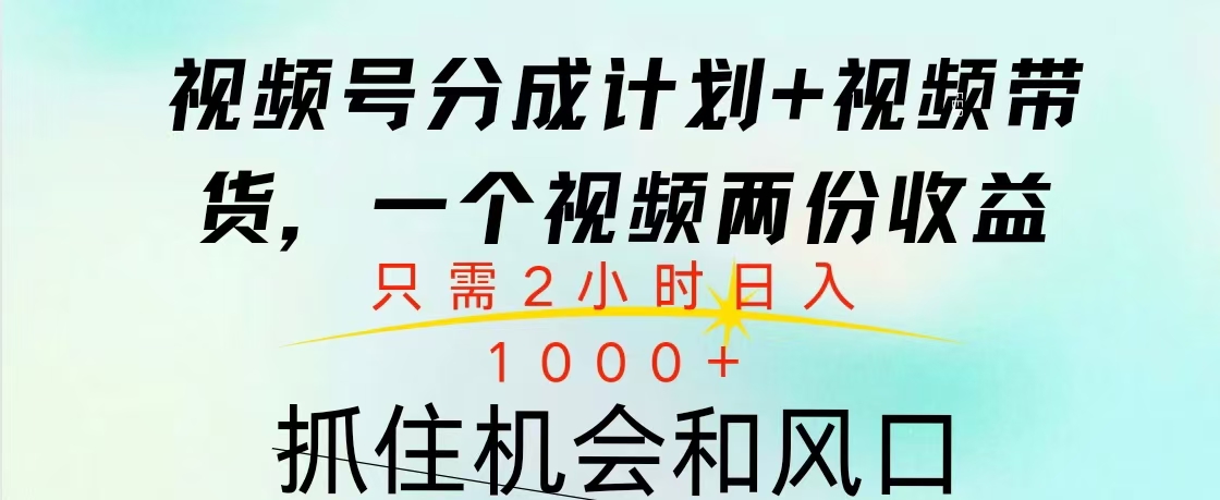 视频号橱窗带货， 10分钟一个视频， 2份收益，日入1000+_优优资源网