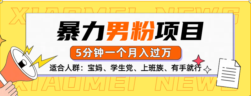 男粉项目，5分钟一个，无脑月入五位数_优优资源网