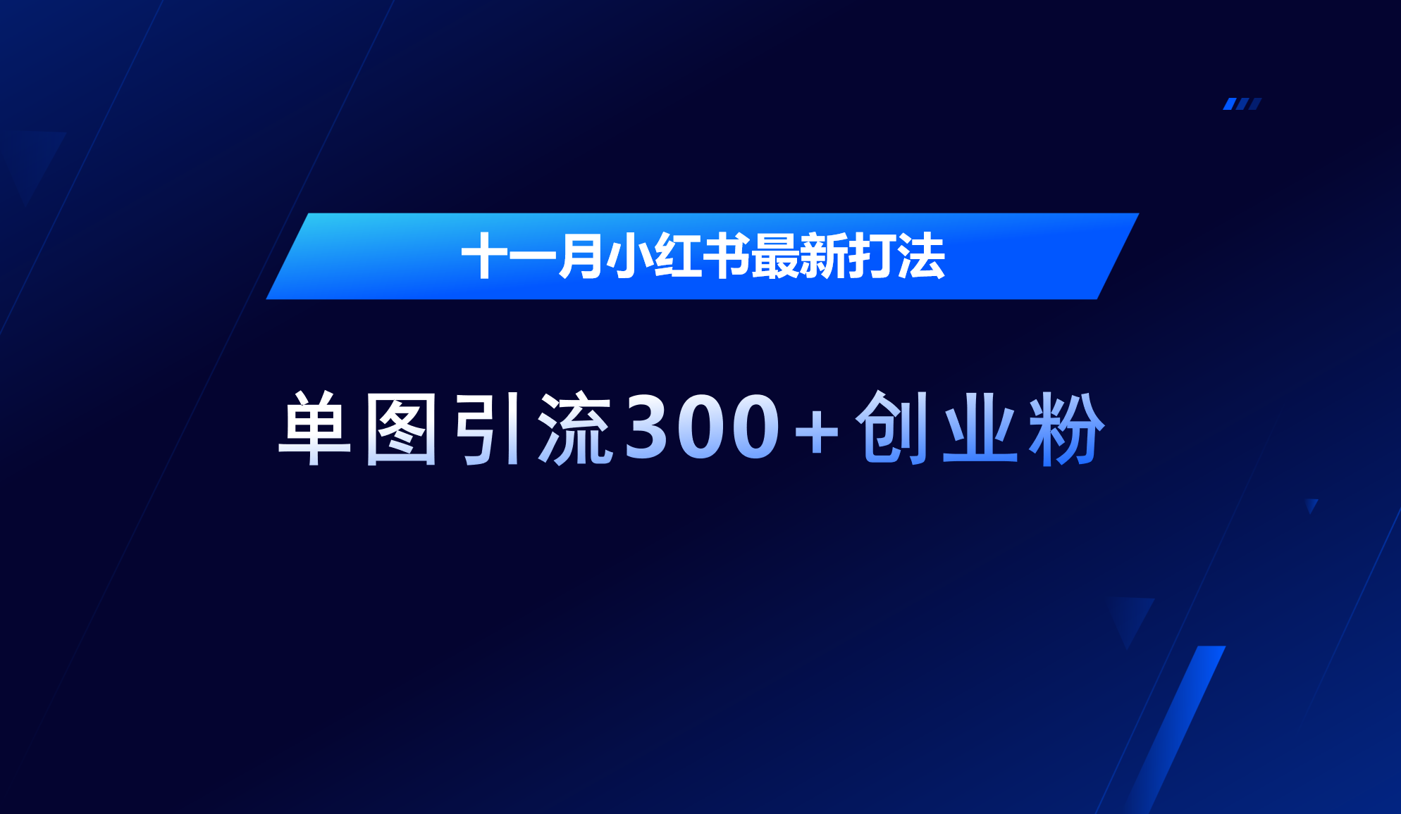 十一月，小红书最新打法，单图引流300+创业粉_优优资源网