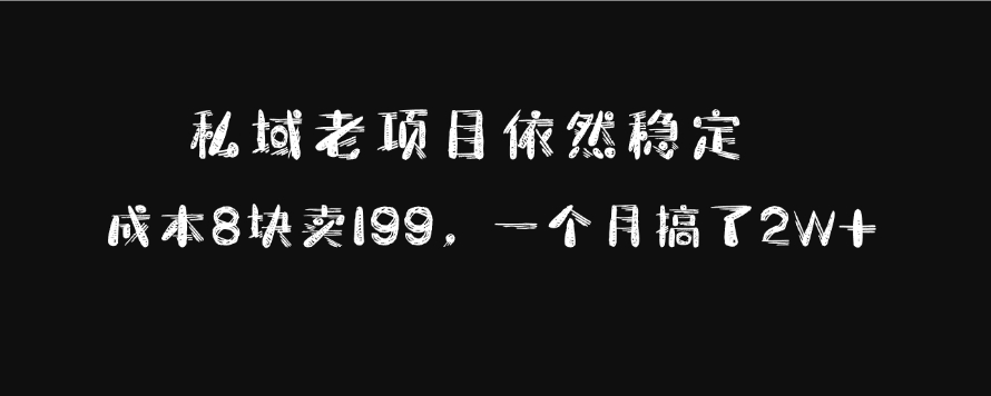 私域老项目依然稳定，成本8块卖199，一个月搞了2W+_优优资源网