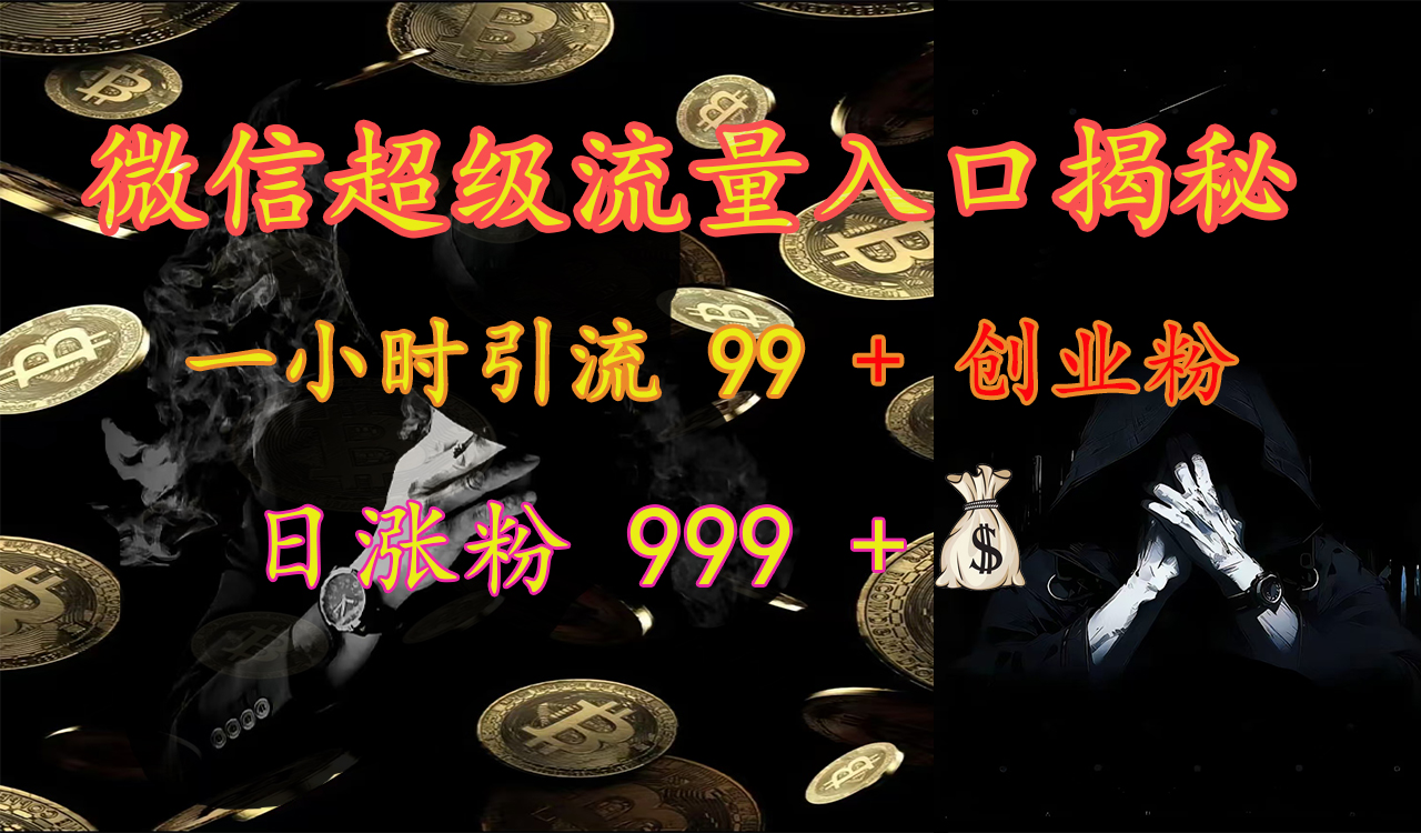 微信超级流量入口揭秘：一小时引流 99 + 创业粉，日涨粉 999 +【揭秘】_优优资源网