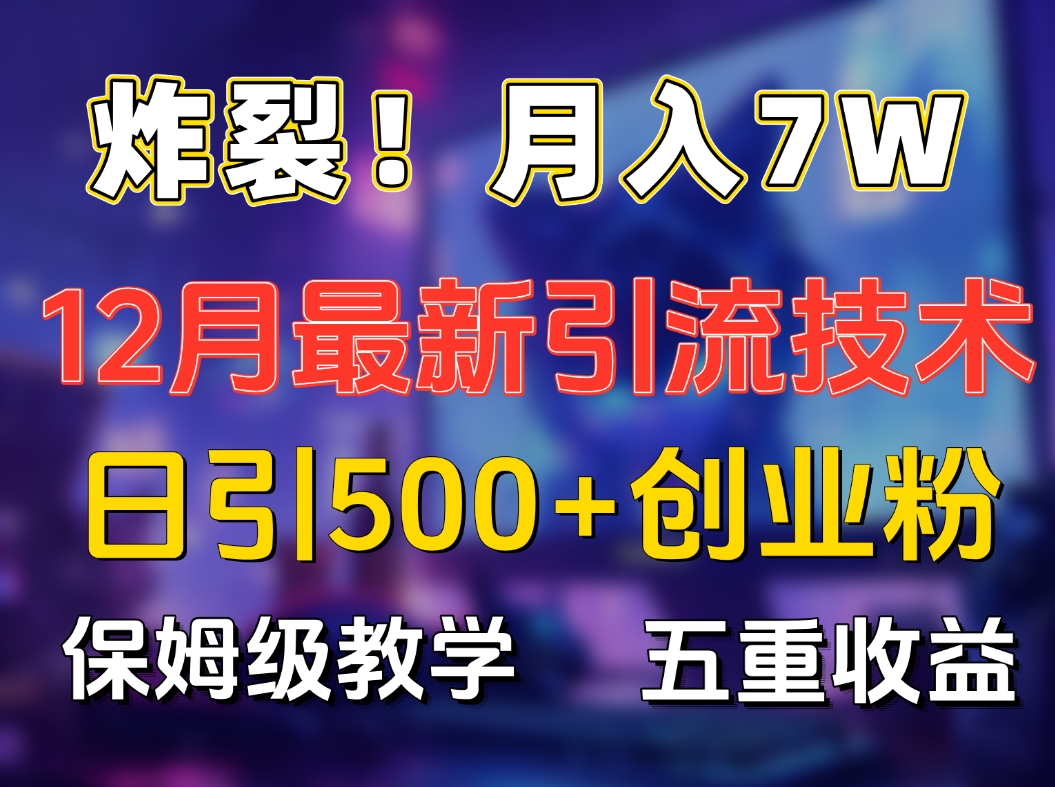 炸裂！月入7W+揭秘12月最新日引流500+精准创业粉，多重收益保姆级教学_优优资源网