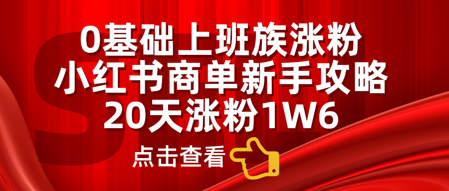 小红书商单新手攻略，20天涨粉1.6w，0基础上班族涨粉_优优资源网