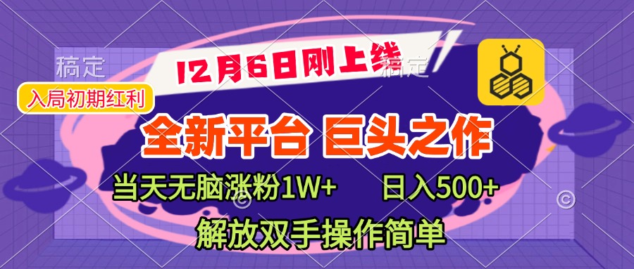 全新引流平台，巨头之作，当天无脑涨粉1W+，日入现500+，解放双手操作简单_优优资源网