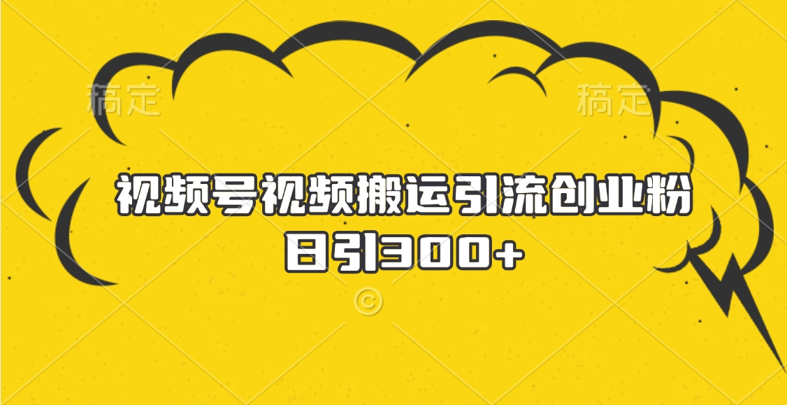 视频号视频搬运引流创业粉，日引300+_优优资源网