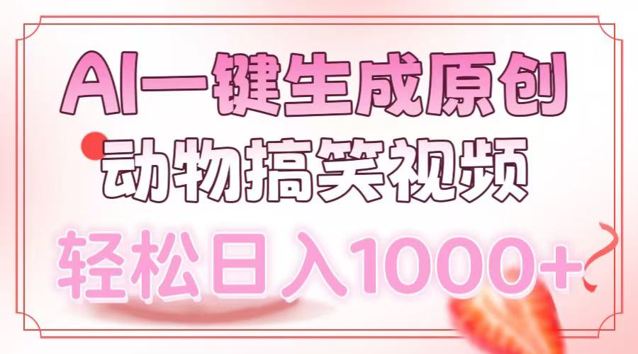 AI一键生成原创动物搞笑视频，轻松日入1000+_优优资源网