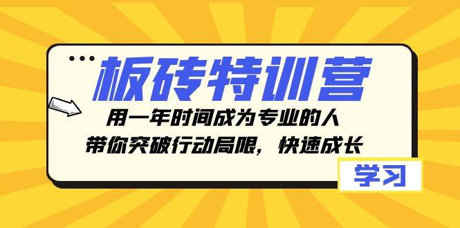 板砖特训营，用一年时间成为专业的人，带你突破行动局限，快速成长_优优资源网