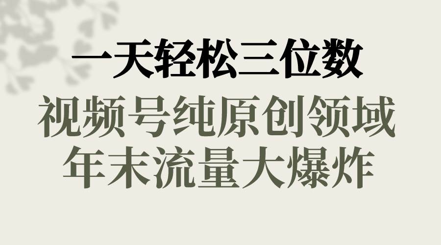 一天轻松三位数，视频号纯原创领域，春节童子送祝福，年末流量大爆炸_优优资源网