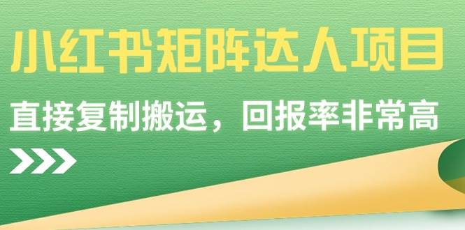 小红书矩阵达人项目，直接复制搬运，回报率非常高_优优资源网