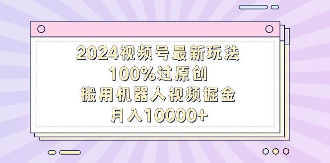 2024视频号最新玩法，100%过原创，搬用机器人视频掘金，月入10000+_优优资源网