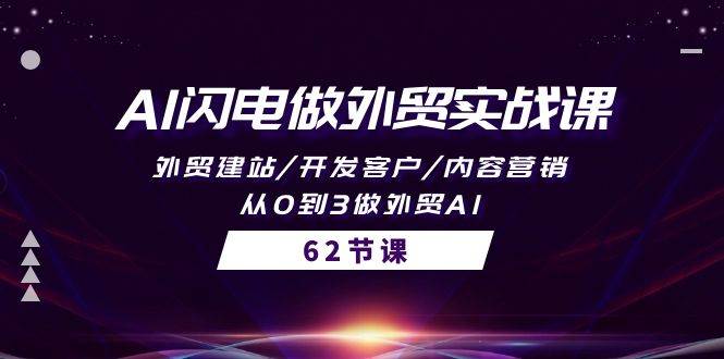 AI闪电做外贸实战课，外贸建站/开发客户/内容营销/从0到3做外贸AI-62节_优优资源网