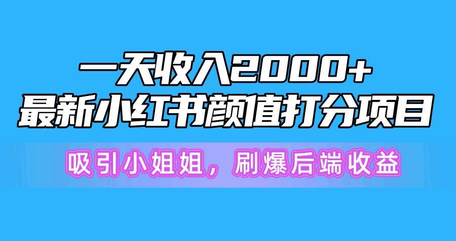 一天收入2000+，最新小红书颜值打分项目，吸引小姐姐，刷爆后端收益_优优资源网