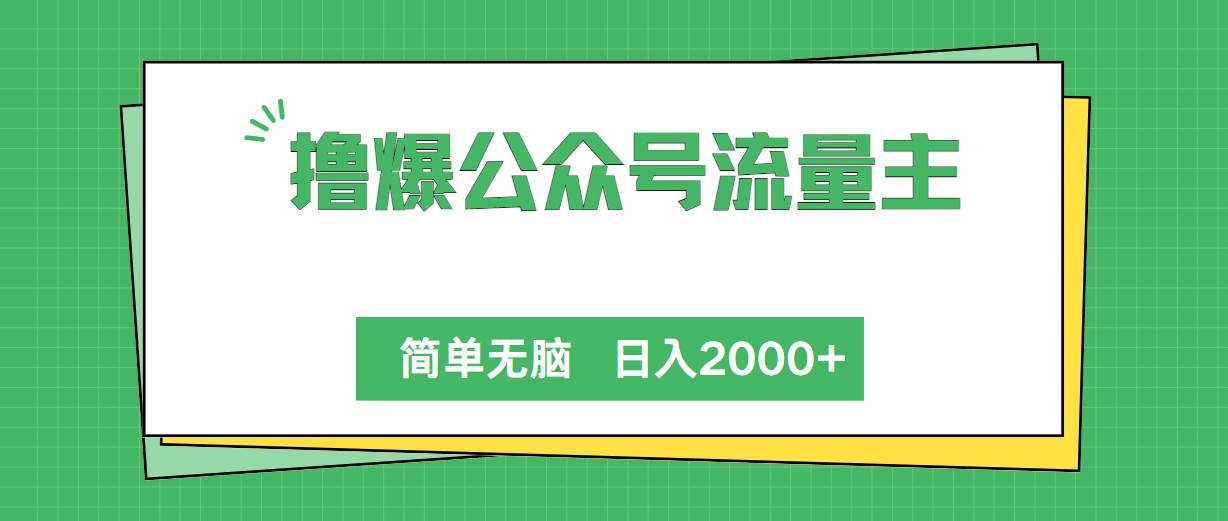 撸爆公众号流量主，简单无脑，单日变现2000+_优优资源网