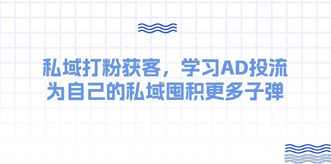 某收费课：私域打粉获客，学习AD投流，为自己的私域囤积更多子弹_优优资源网